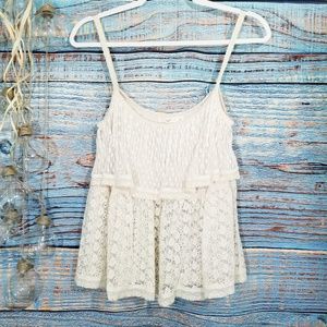 Hazel 2 Tier Cream Lace Cami Size S